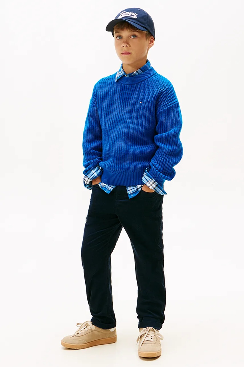 Levně Dětské bavlněné kalhoty Tommy Hilfiger tmavomodrá barva, KB0KB09978