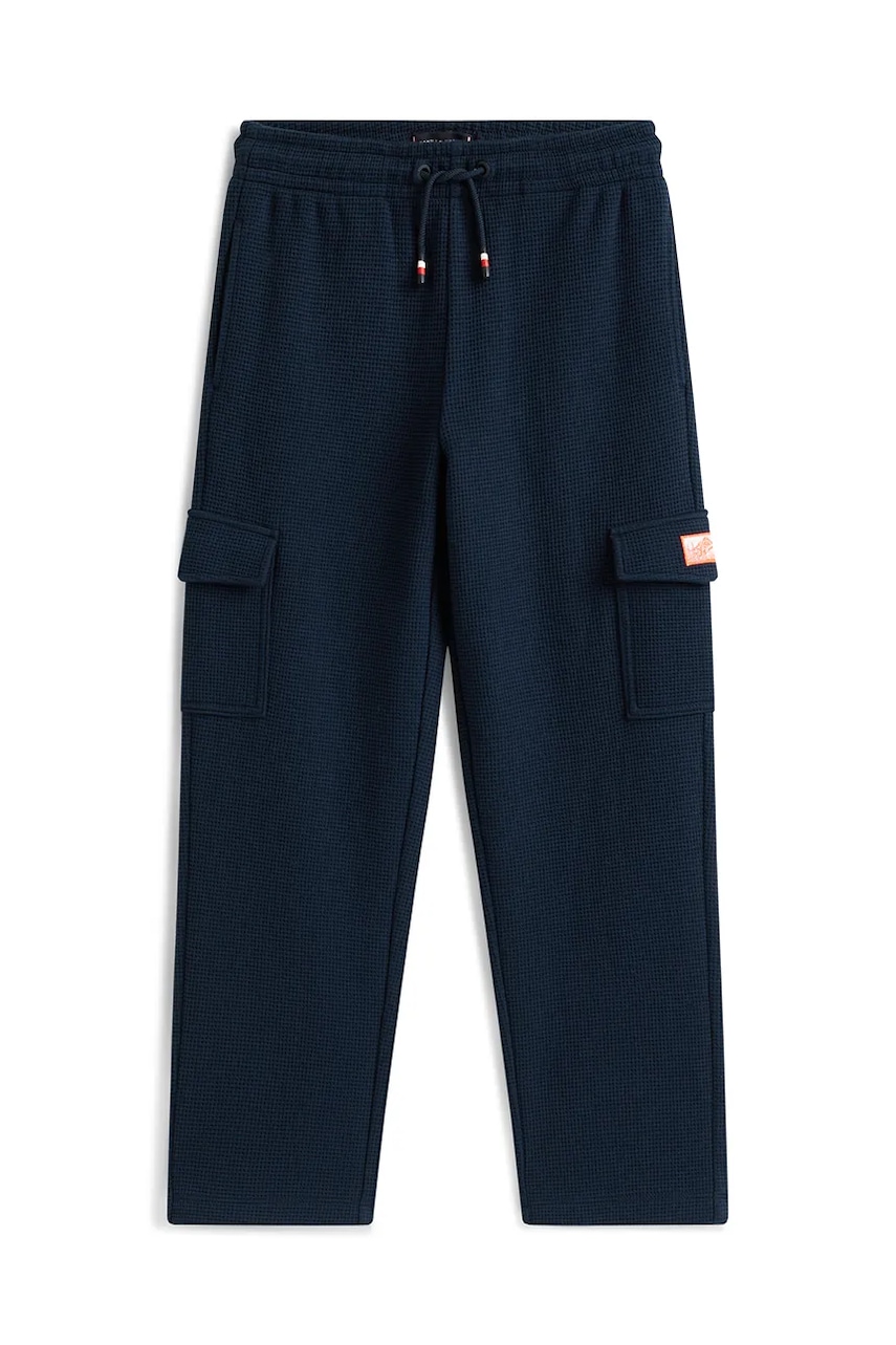 Детские хлопковые штаны Tommy Hilfiger цвет синий однотонные KB0KB10121 Детские хлопковые штаны Tommy Hilfiger цвет синий однотонные KB0KB10121