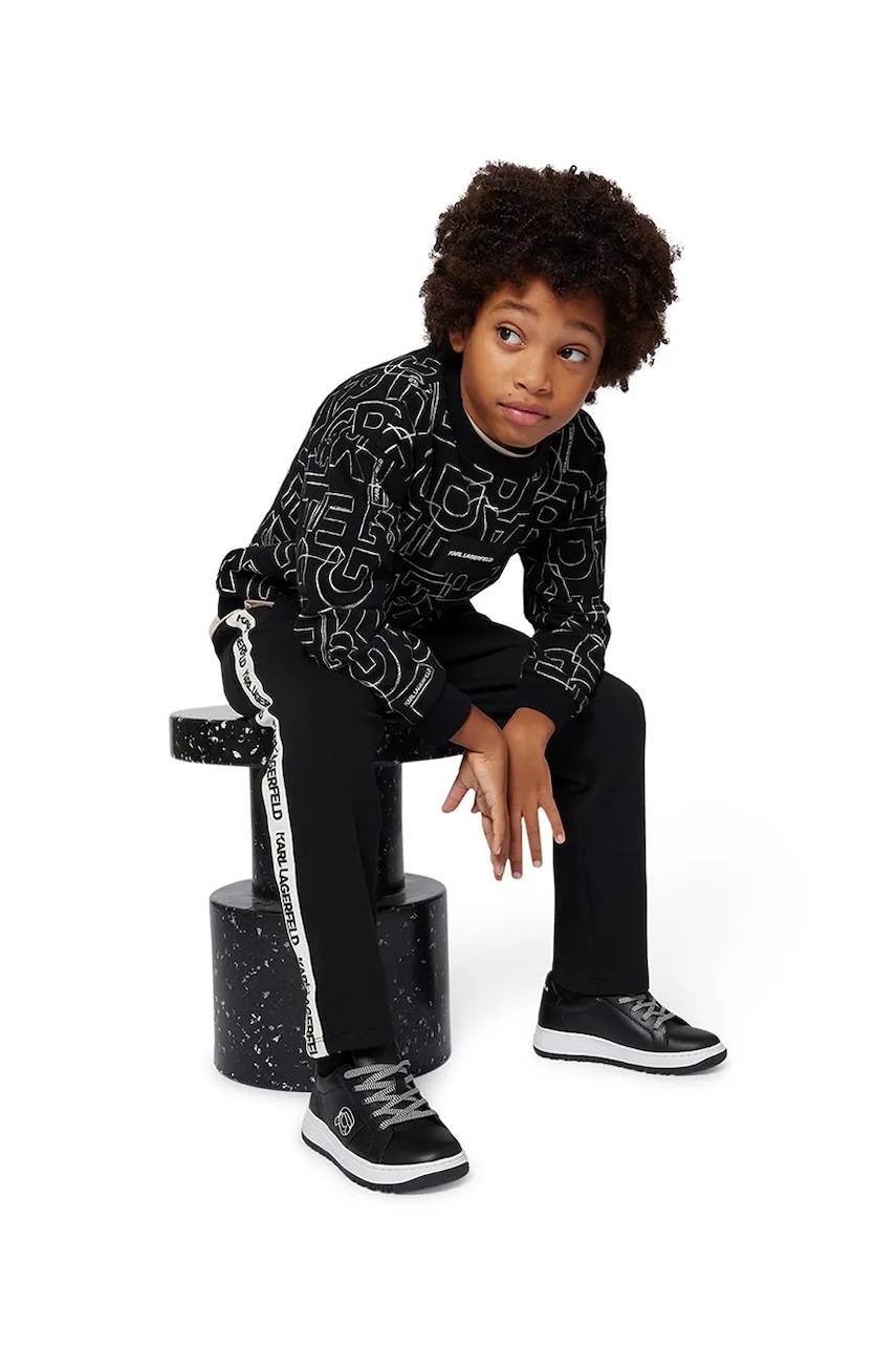 Karl Lagerfeld pantaloni de trening pentru copii culoarea negru, cu imprimeu, Z30628