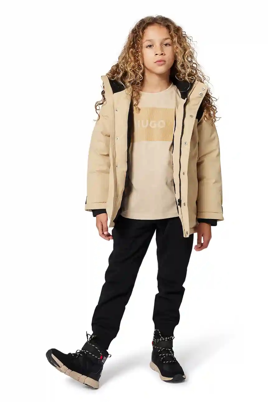 HUGO pantaloni de trening pentru copii culoarea negru, cu imprimeu, G00456