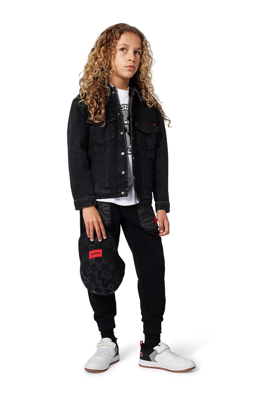 HUGO pantaloni de trening pentru copii culoarea negru, uni, G00461