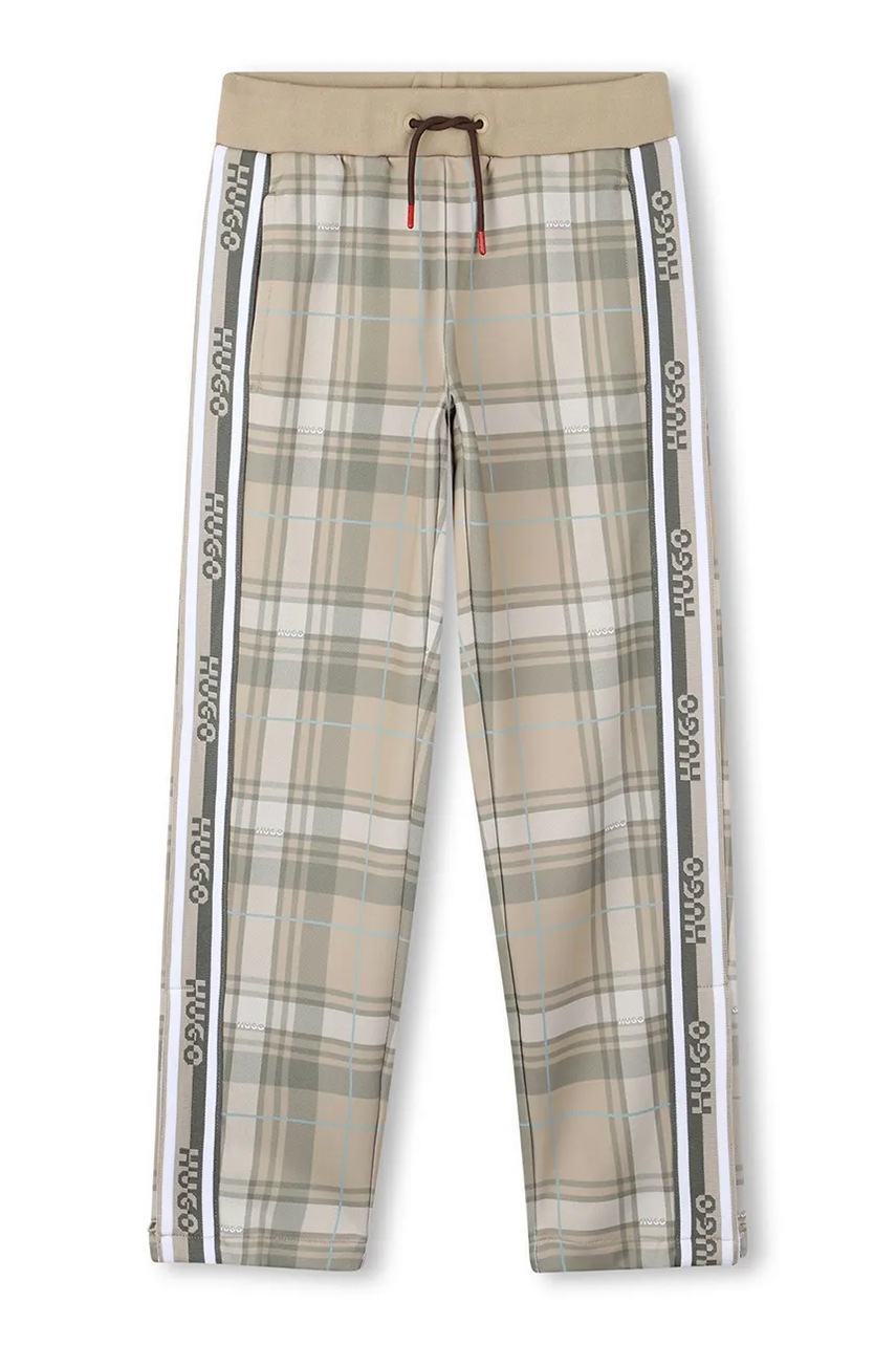 Детские спортивные штаны HUGO цвет бежевый узор G00463