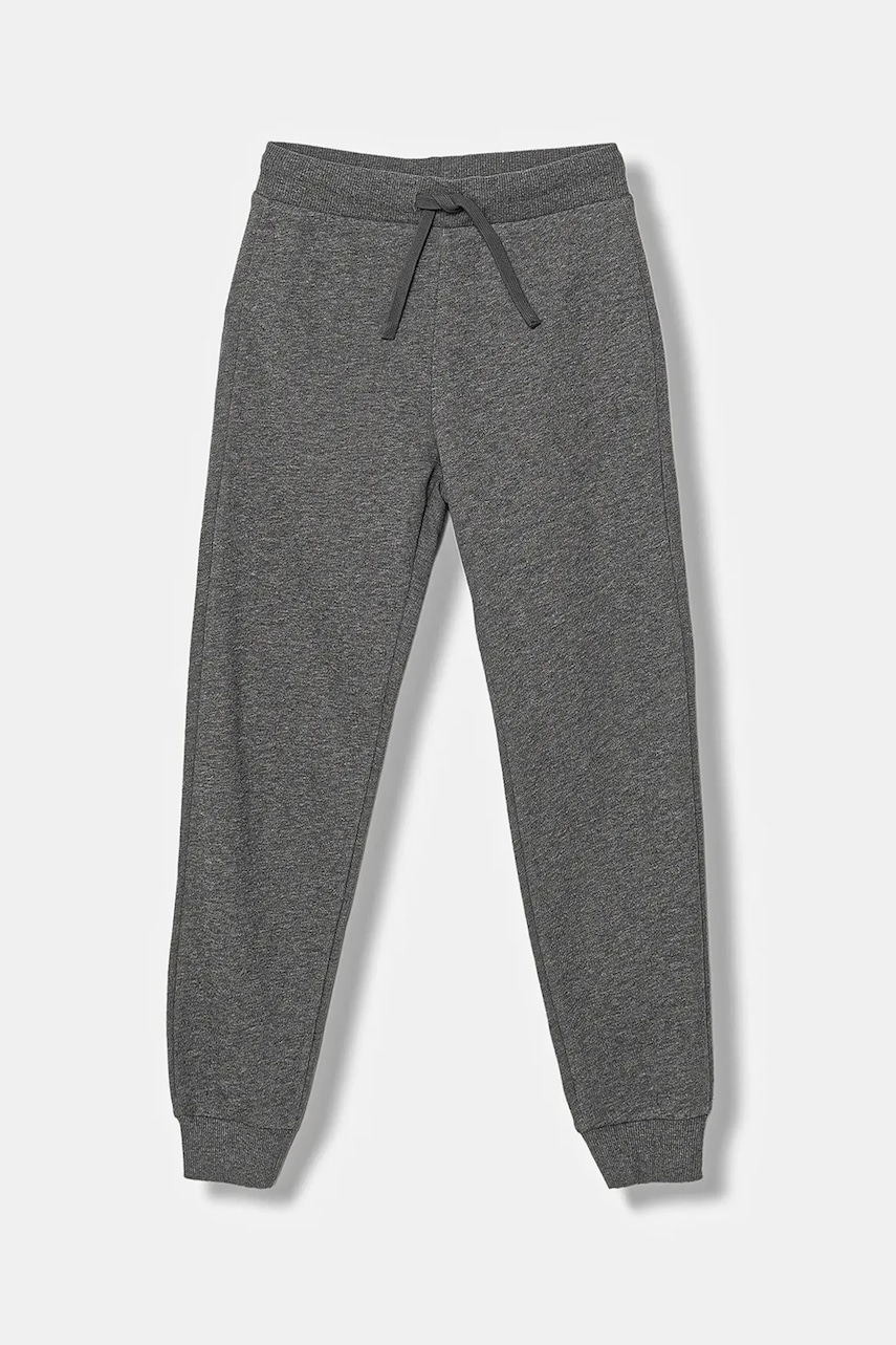 United Colors of Benetton pantaloni de trening din bumbac pentru copii culoarea gri, uni, 3J68CF01P