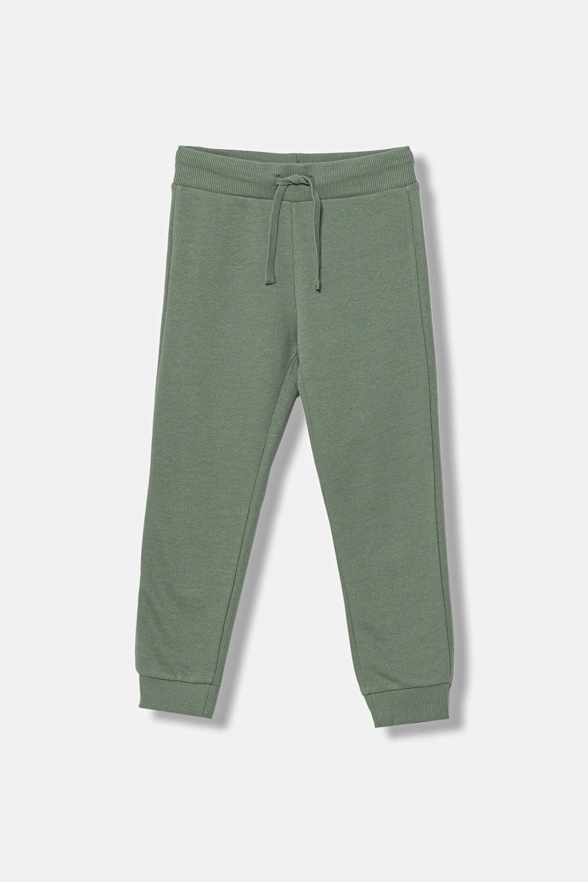 United Colors of Benetton pantaloni de trening din bumbac pentru copii culoarea verde, uni, 3J68CF01P