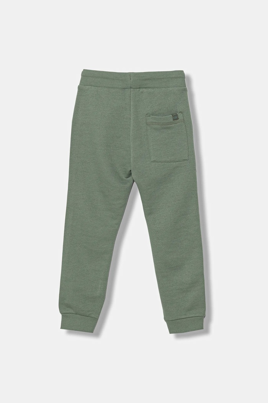 Детские хлопковые штаны United Colors of Benetton цвет зелёный однотонные 3J68CF01P