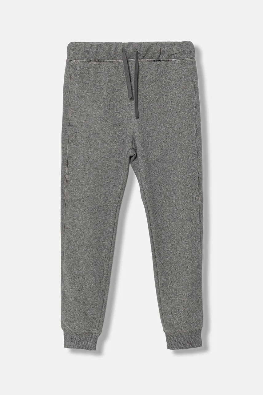 United Colors of Benetton pantaloni de trening din bumbac pentru copii culoarea gri, cu imprimeu, 3J68CF058