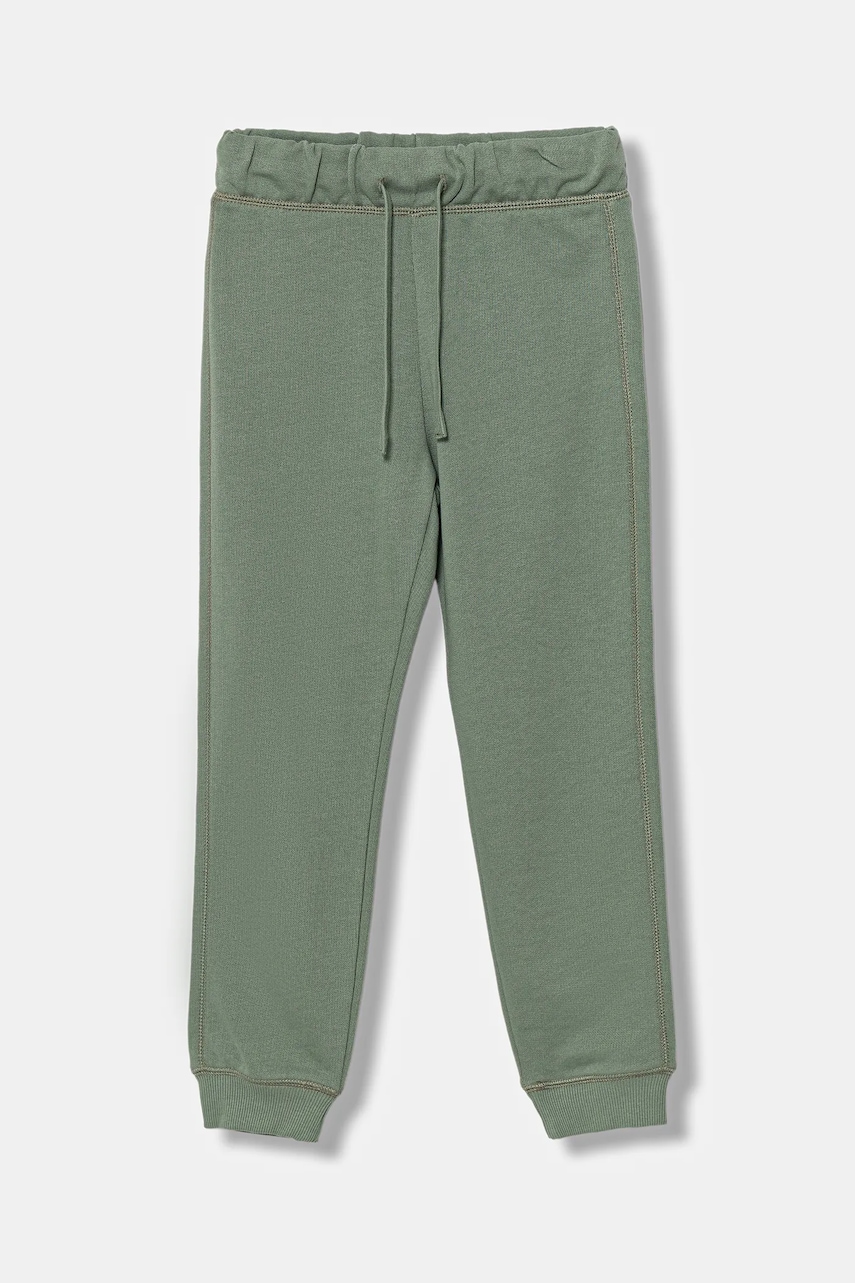 Levně Dětské bavlněné tepláky United Colors of Benetton zelená barva, s potiskem, 3J68CF058