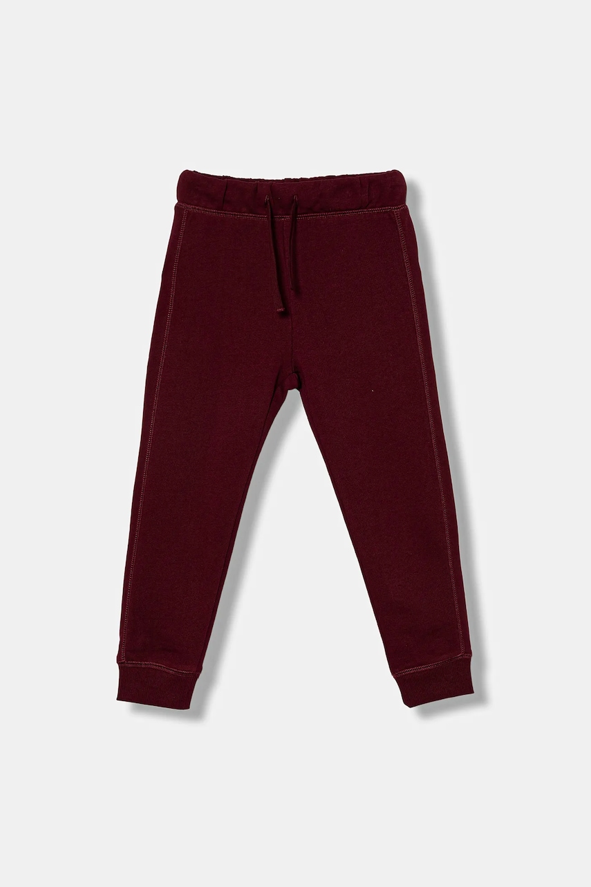 United Colors of Benetton pantaloni de trening din bumbac pentru copii culoarea bordo, uni, 3J68CF058