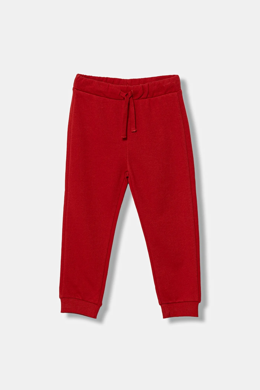 United Colors of Benetton pantaloni de trening din bumbac pentru copii culoarea rosu, uni, 3J70GF010