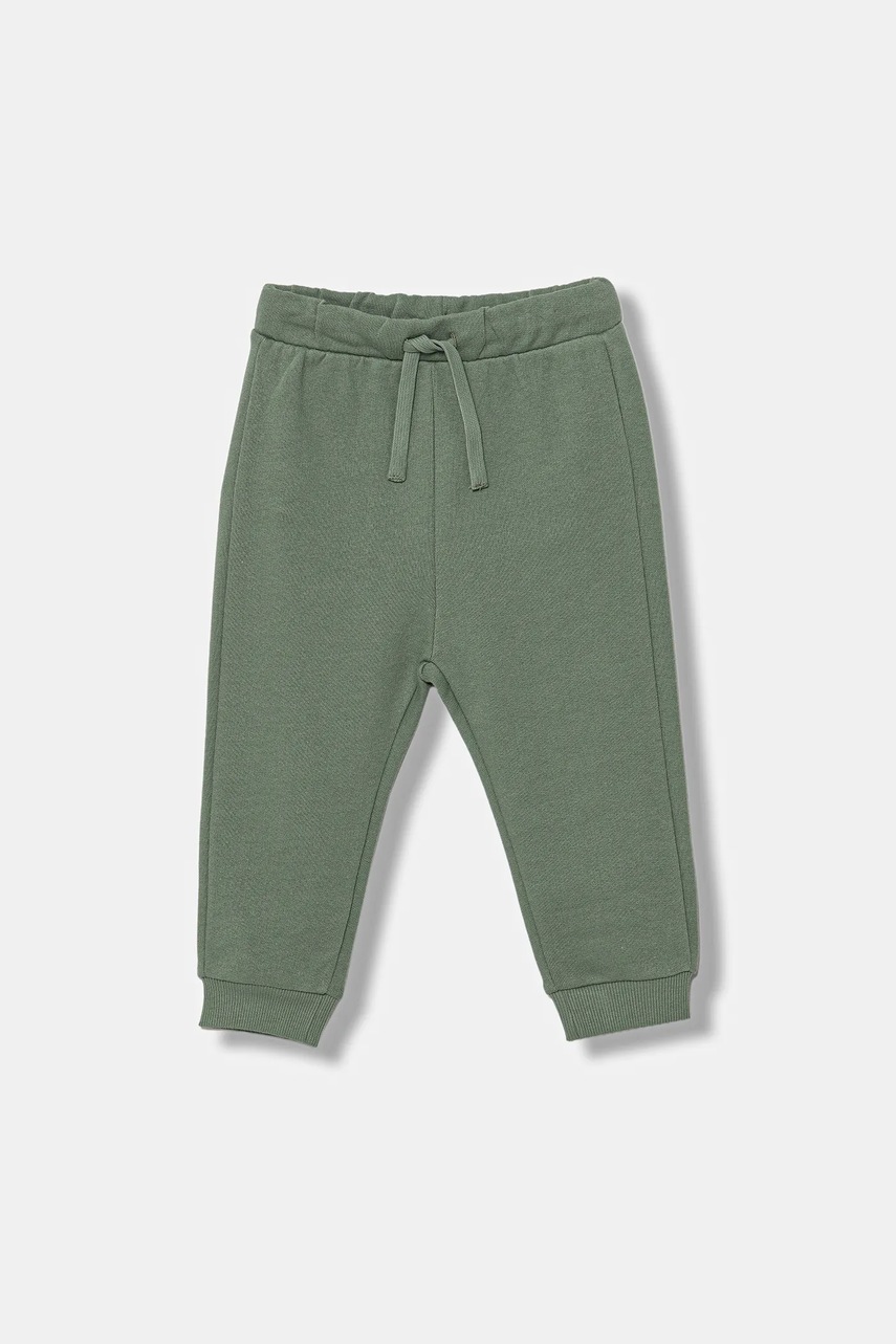 United Colors of Benetton pantaloni de trening din bumbac pentru copii culoarea verde, uni, 3J70GF010