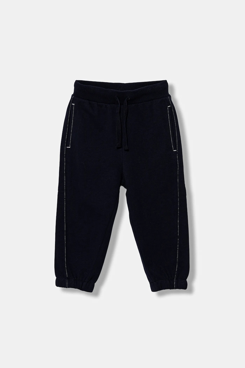 United Colors of Benetton pantaloni de trening din bumbac pentru copii culoarea bleumarin, uni, 3NBMGF053