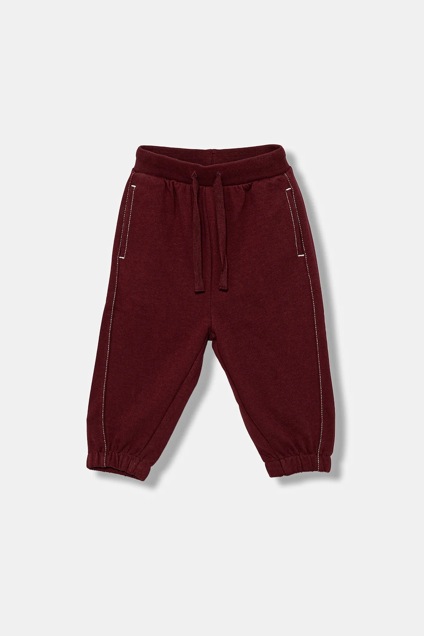 United Colors of Benetton pantaloni de trening din bumbac pentru copii culoarea bordo, uni, 3NBMGF053