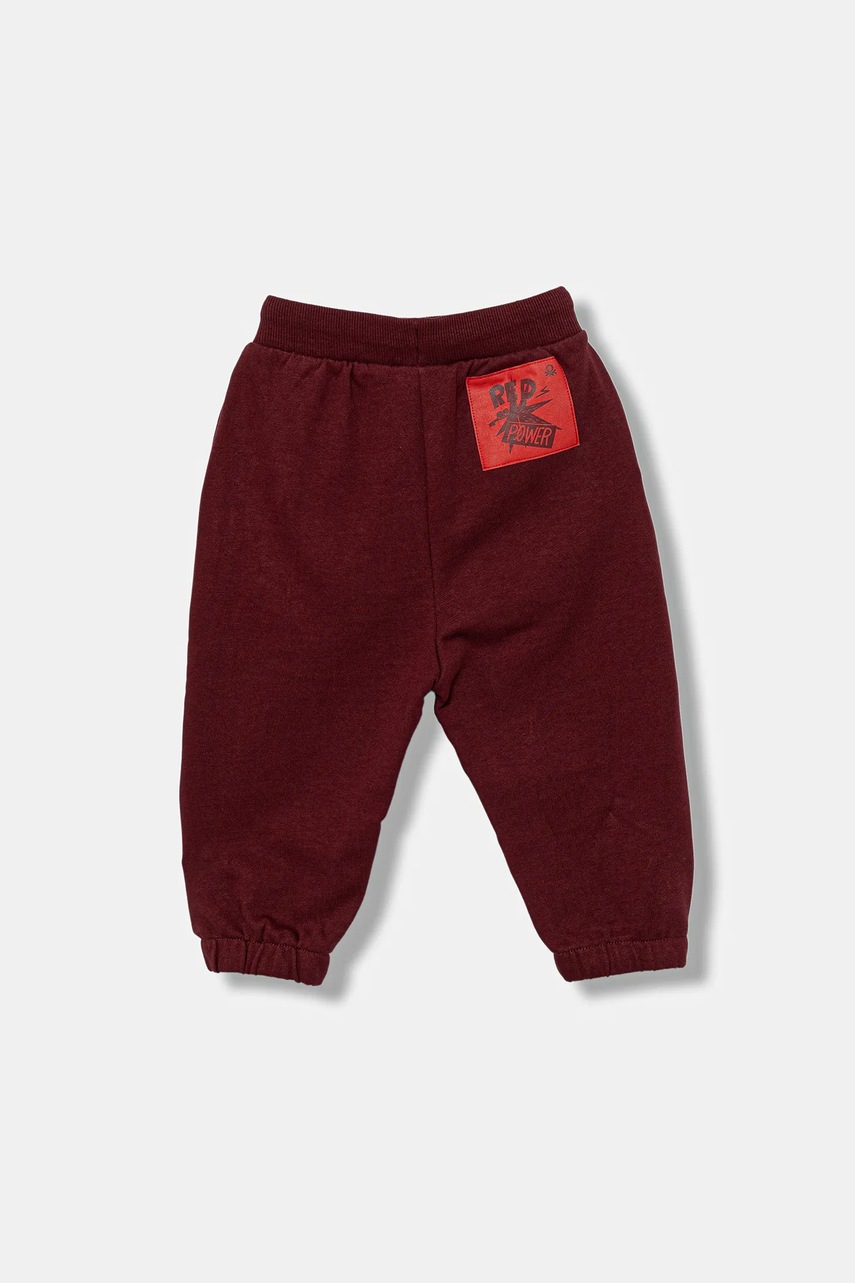 Детские хлопковые штаны United Colors of Benetton цвет бордовый однотонные 3NBMGF053 Детские хлопковые штаны United Colors of Benetton цвет бордовый однотонные 3NBMGF053