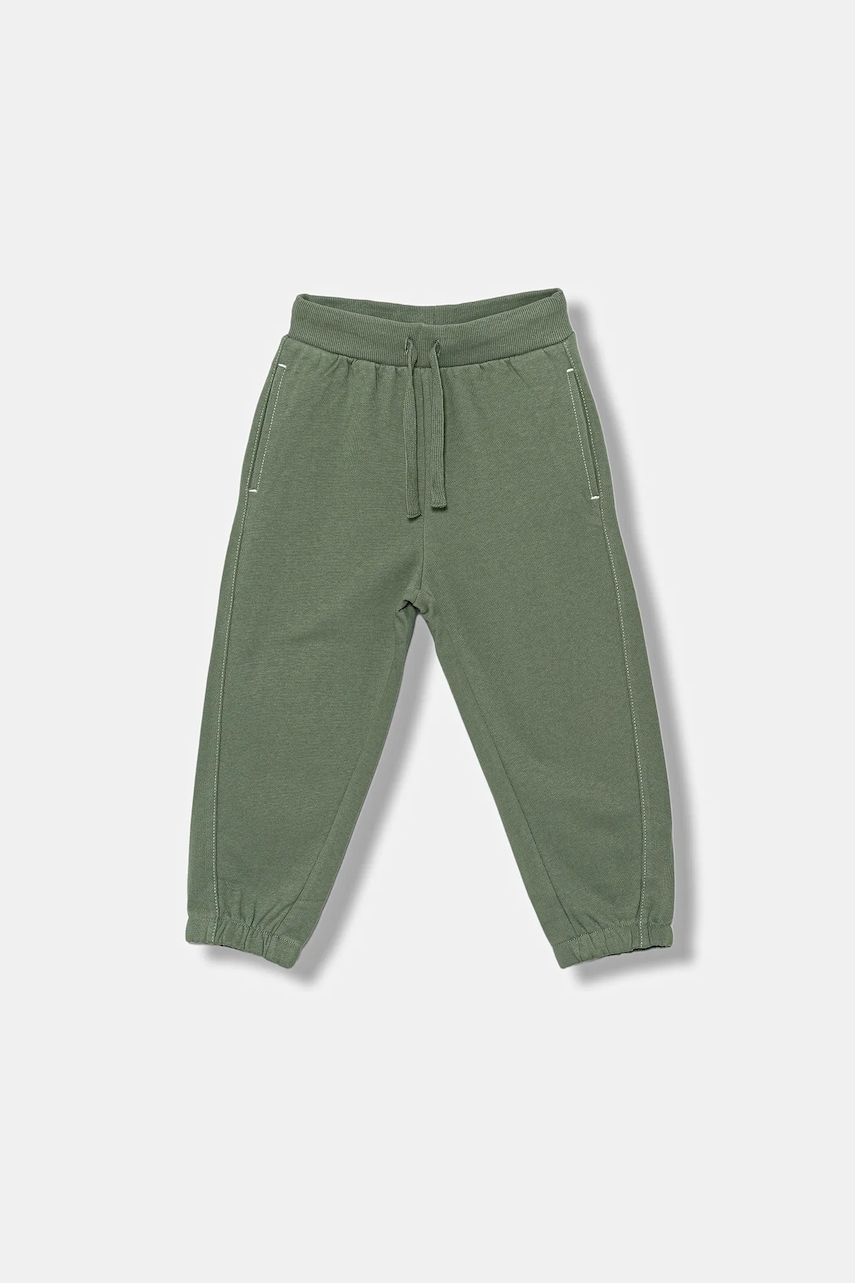 United Colors of Benetton pantaloni de trening din bumbac pentru copii culoarea verde, uni, 3NBMGF053