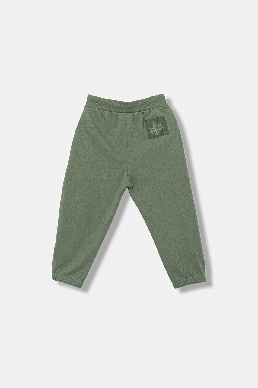 Детские хлопковые штаны United Colors of Benetton цвет зелёный однотонные 3NBMGF053 Детские хлопковые штаны United Colors of Benetton цвет зелёный однотонные 3NBMGF053