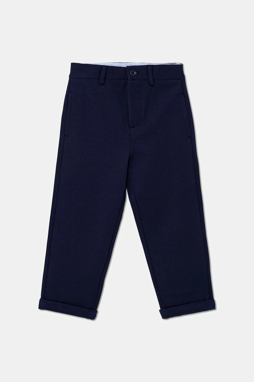 United Colors of Benetton pantaloni copii culoarea albastru marin, uni, 43ZGGF02J
