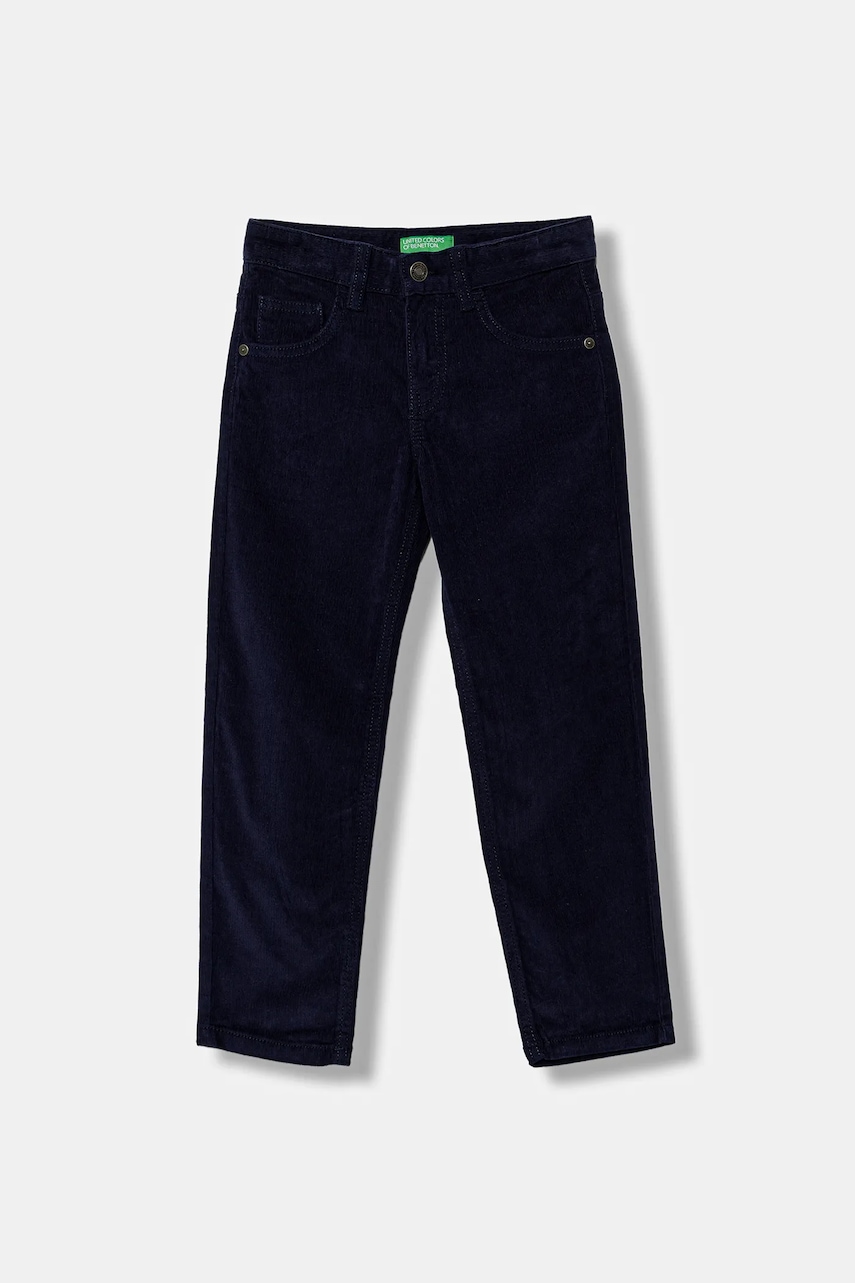 United Colors of Benetton pantaloni din catifea pentru copii culoarea bleumarin, uni, 4AD5CE04E