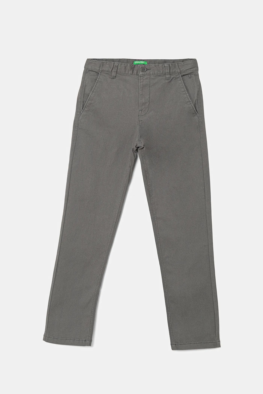 United Colors of Benetton pantaloni copii culoarea gri, uni, 4HM6CF04X