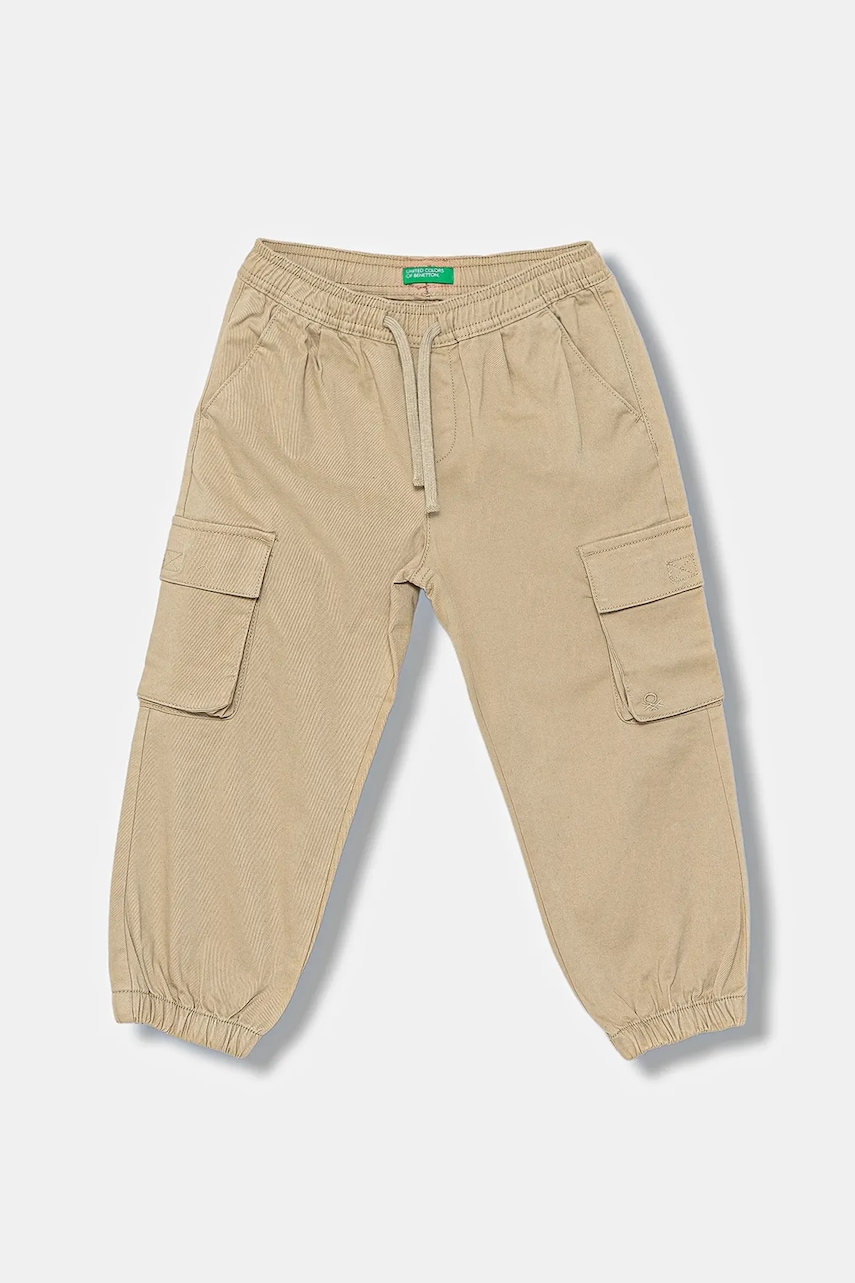 Levně Dětské kalhoty United Colors of Benetton béžová barva, 4HM6GF01Z