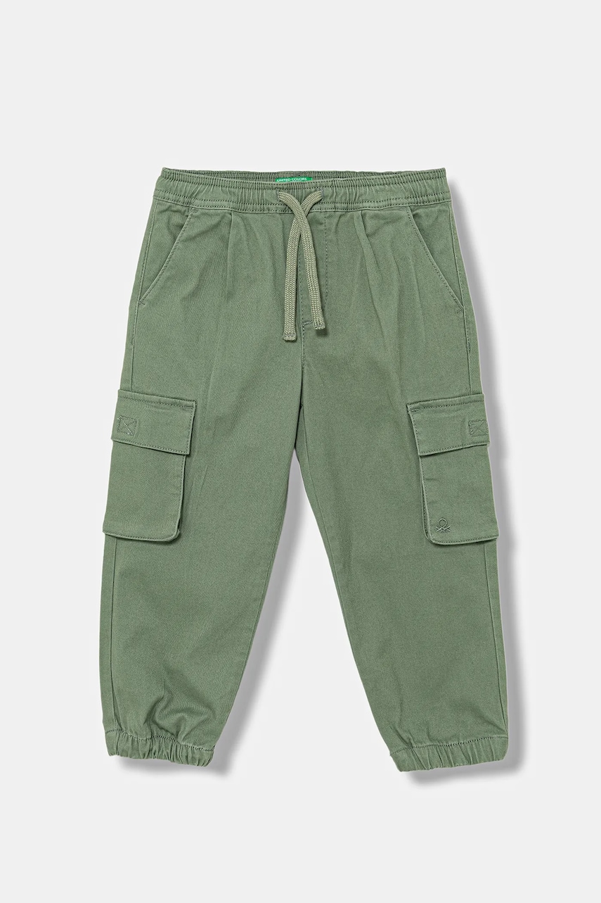 United Colors of Benetton pantaloni copii culoarea verde, uni, 4HM6GF01Z