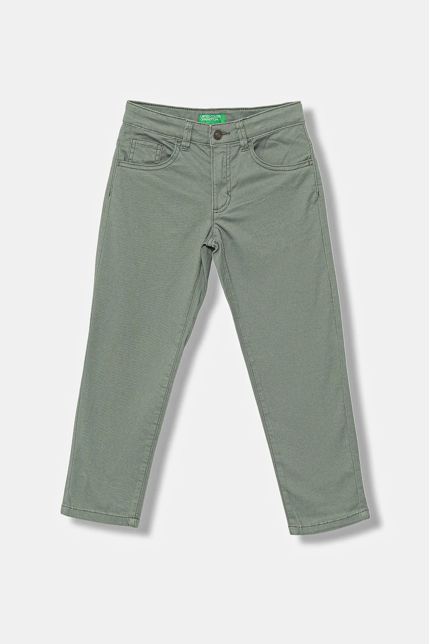 United Colors of Benetton pantaloni copii culoarea verde, uni, 4RHPCE04D