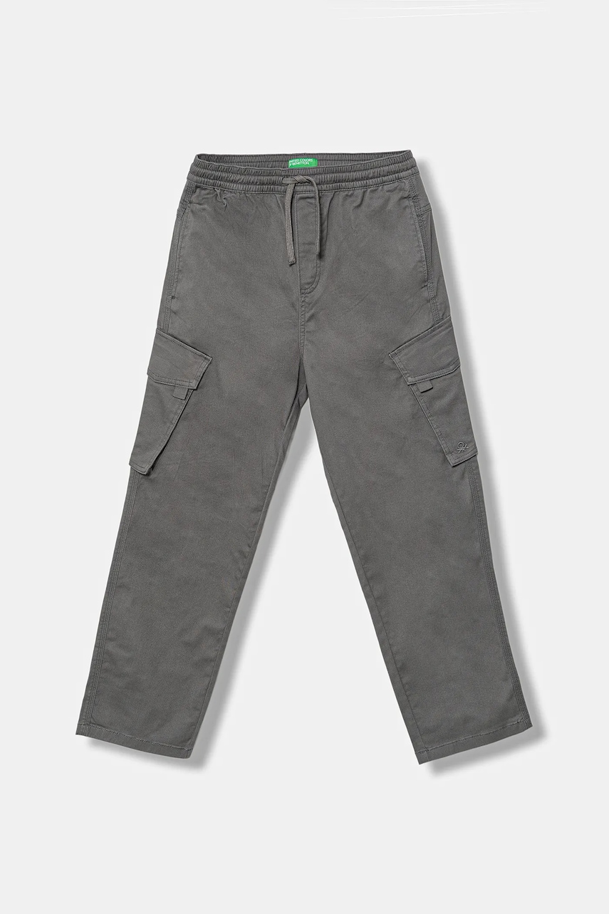 United Colors of Benetton pantaloni copii culoarea gri, uni, 4RHPCF04Y