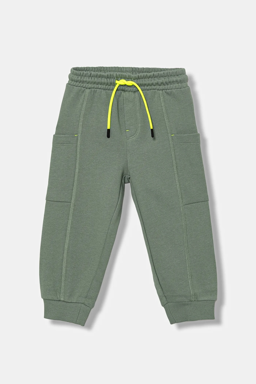 United Colors of Benetton pantaloni de trening din bumbac pentru copii culoarea verde, uni, 33NVGF052