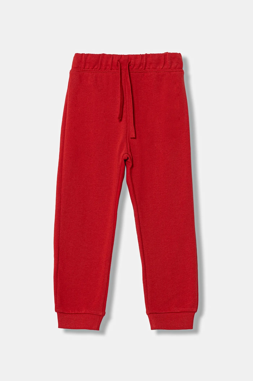 United Colors of Benetton pantaloni de trening din bumbac pentru copii culoarea rosu, uni, 3J68GF027