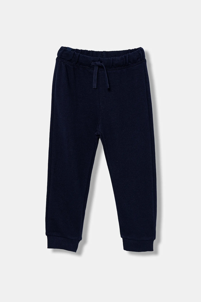 United Colors of Benetton pantaloni de trening din bumbac pentru copii culoarea bleumarin, uni, 3J68GF027