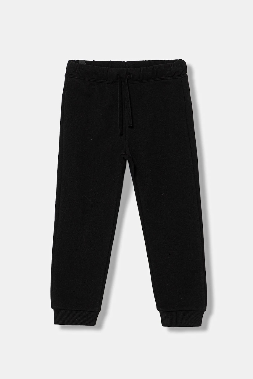 United Colors of Benetton pantaloni de trening din bumbac pentru copii culoarea negru, uni, 3J68GF027