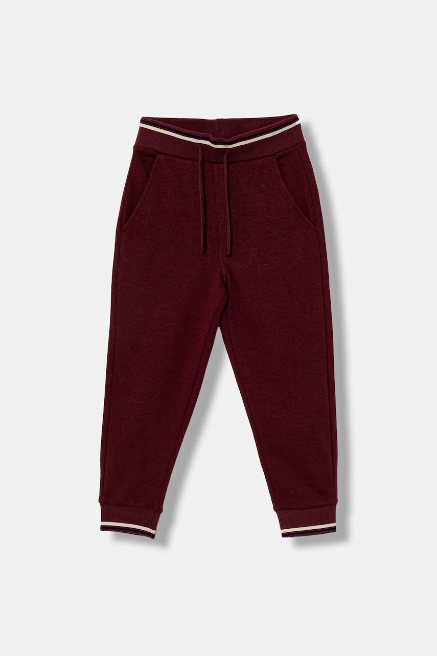 United Colors of Benetton pantaloni de trening pentru copii culoarea bordo, uni, 32N4CF06E