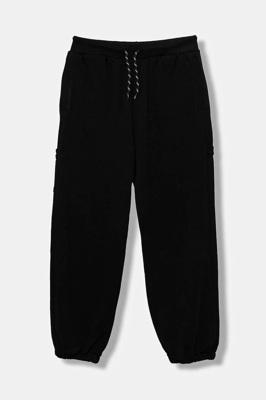 United Colors of Benetton pantaloni de trening din bumbac pentru copii culoarea negru, uni, 3J68CF06L