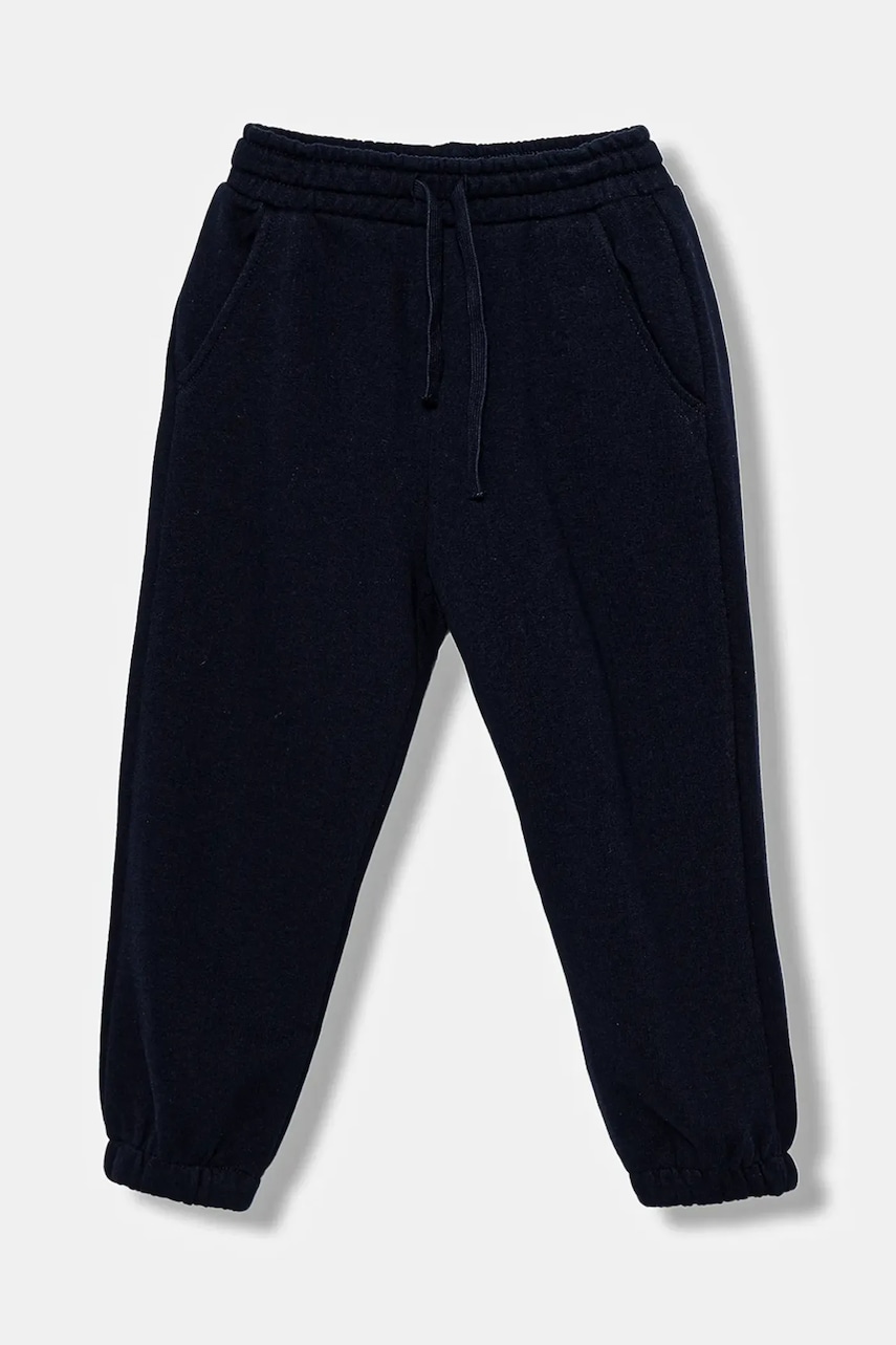 United Colors of Benetton pantaloni de trening din bumbac pentru copii culoarea bleumarin, cu imprimeu, 3J68GF04Z