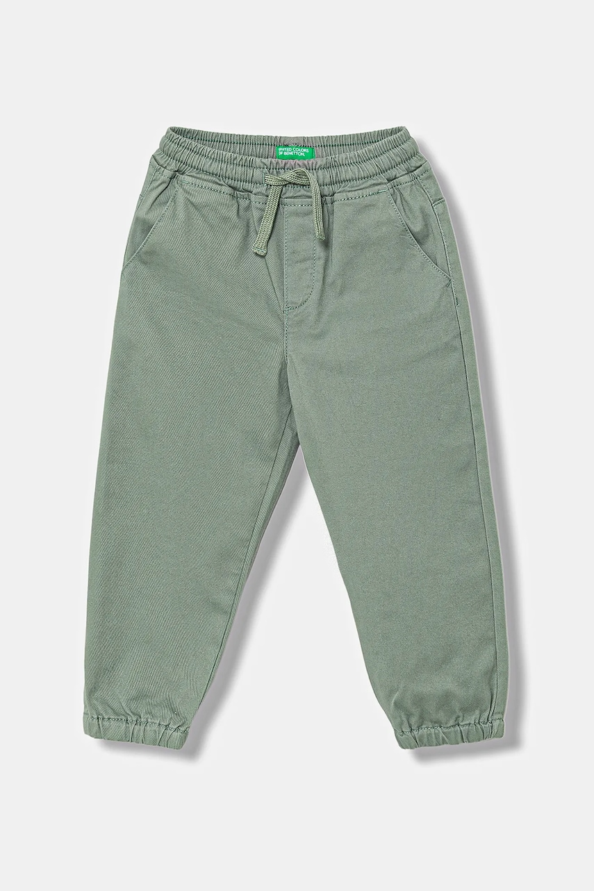 United Colors of Benetton pantaloni copii culoarea verde, uni, 4RHPGF021