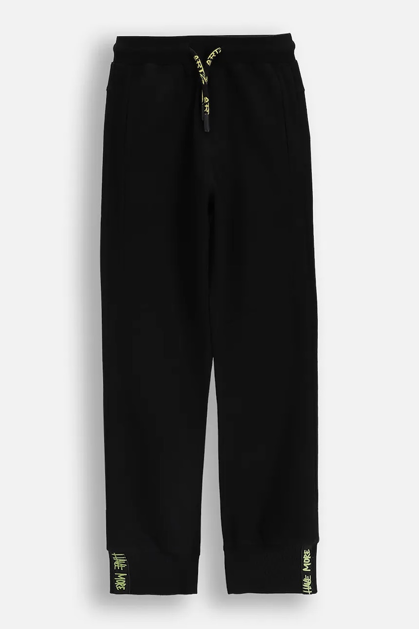 Coccodrillo pantaloni de bumbac pentru copii culoarea negru, uni, SPORTS BOY JUNIOR