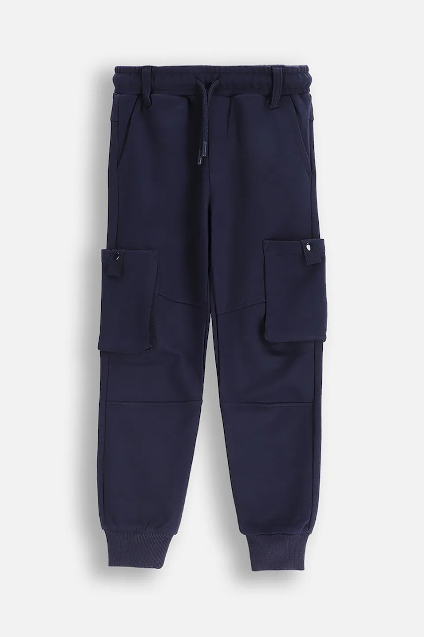 Coccodrillo pantaloni copii culoarea bleumarin, uni, CITY BUILDER BOY KIDS