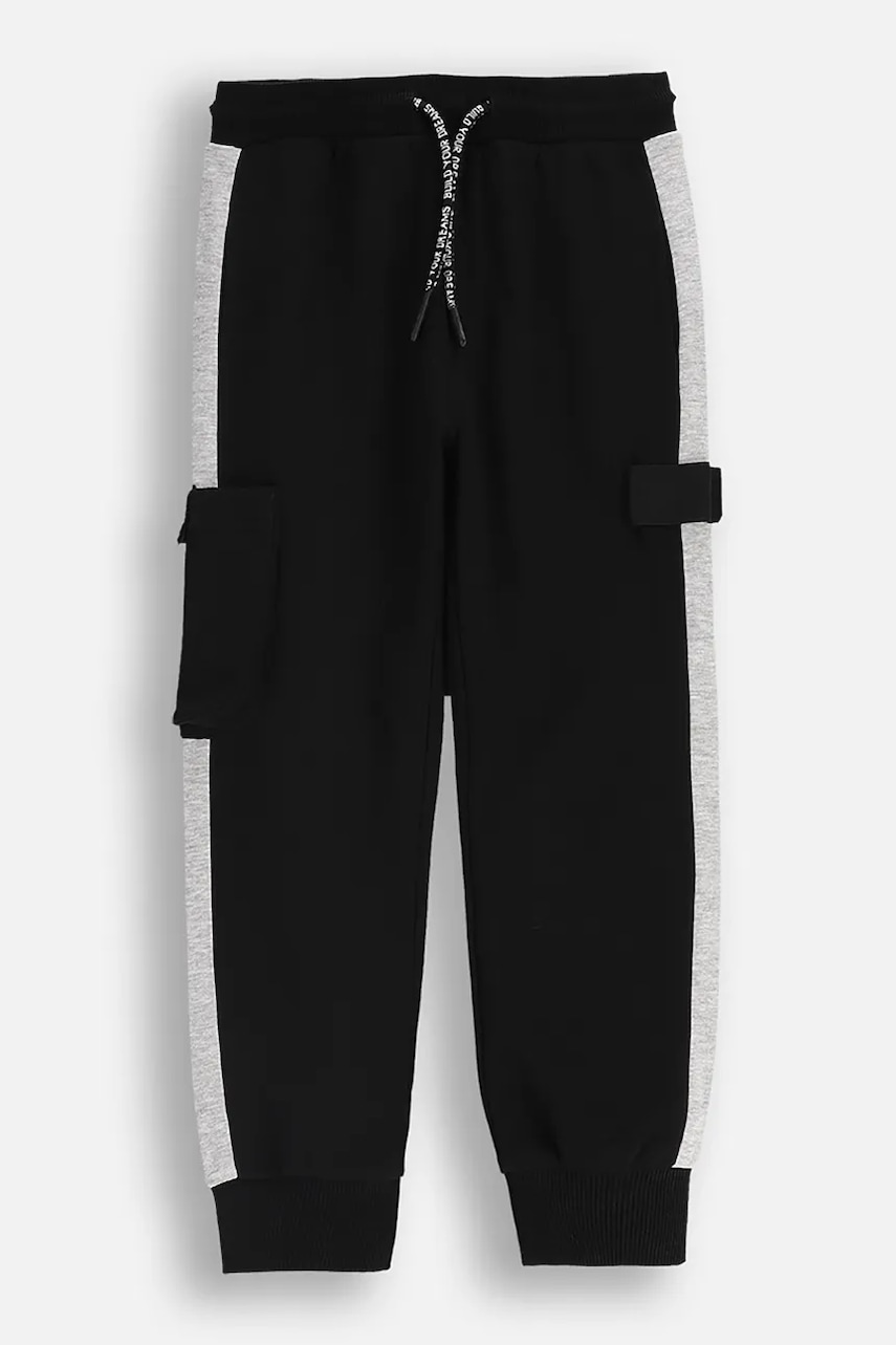 Coccodrillo pantaloni de trening din bumbac pentru copii culoarea negru, uni, CITY BUILDER BOY KIDS