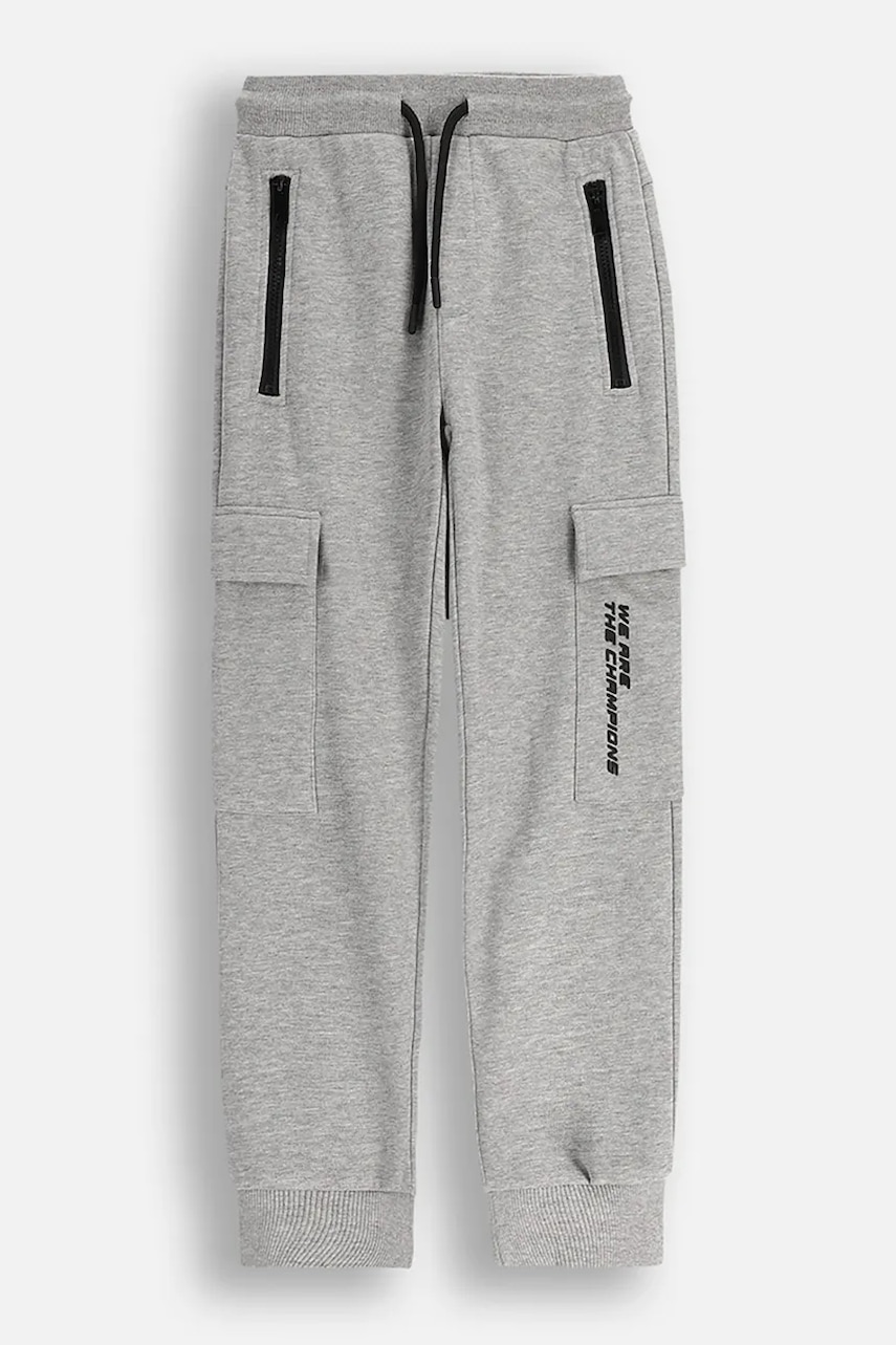 Coccodrillo pantaloni de bumbac pentru copii culoarea gri, uni, CITY RACING BOY JUNIOR