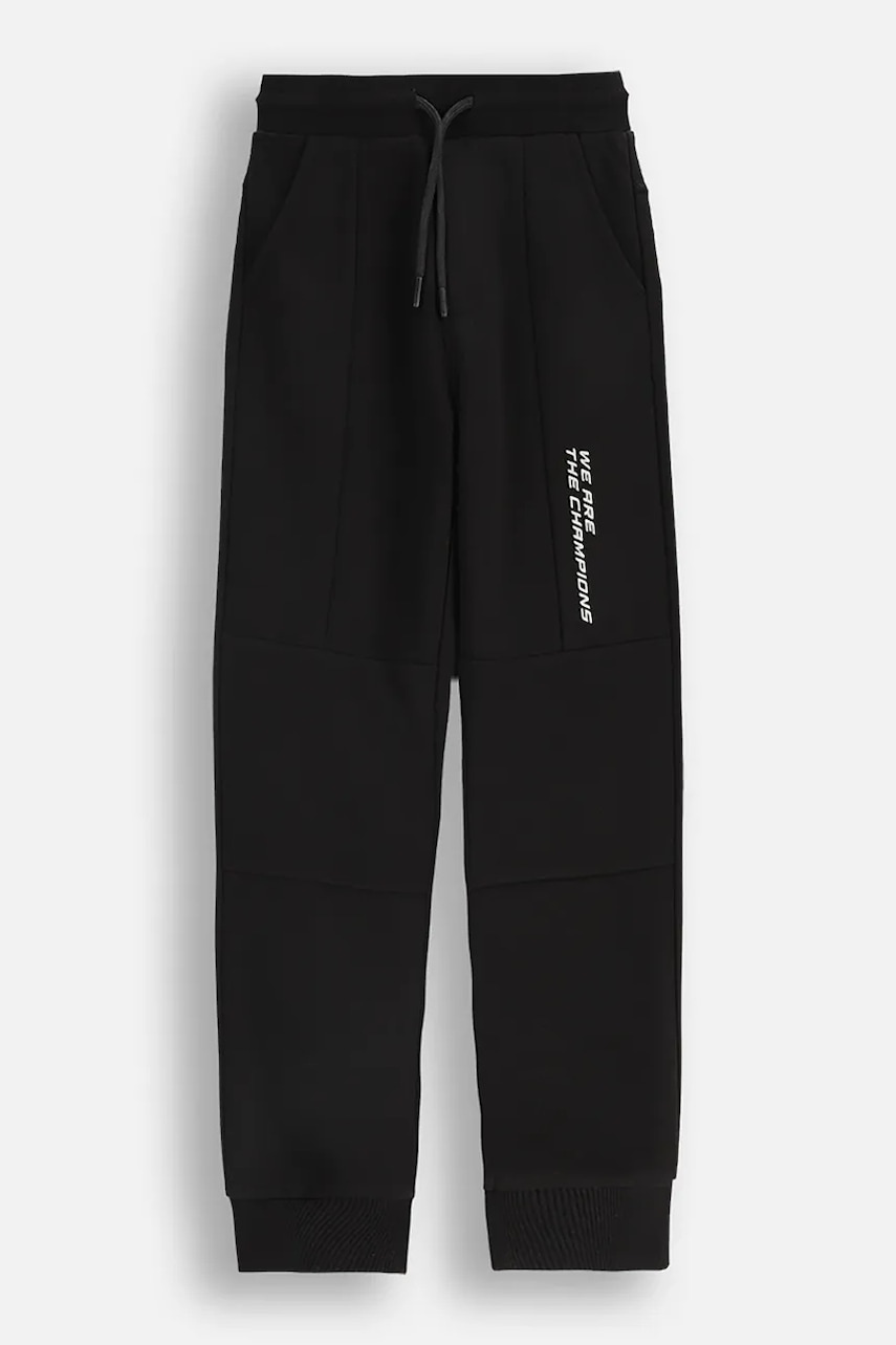 Coccodrillo pantaloni de trening culoarea negru, uni, CITY RACING BOY JUNIOR