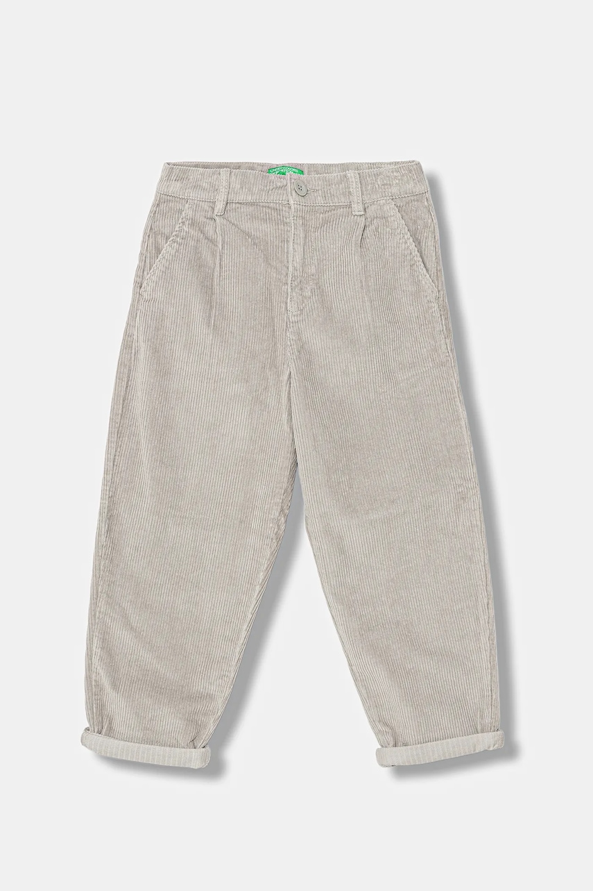 United Colors of Benetton pantaloni din catifea pentru copii culoarea gri, uni, 4IKTCF058