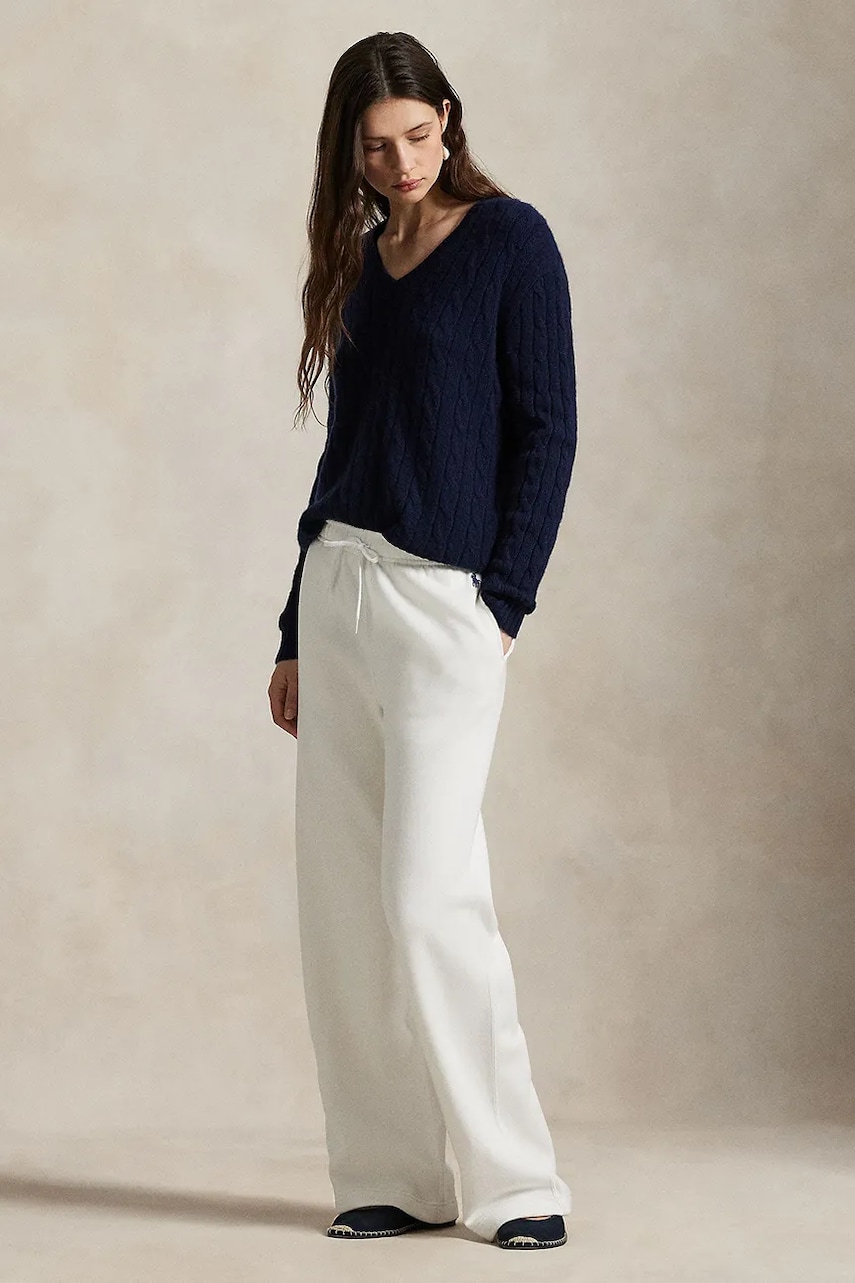 Levně Tepláky Polo Ralph Lauren dámské, bílá barva, 211977959