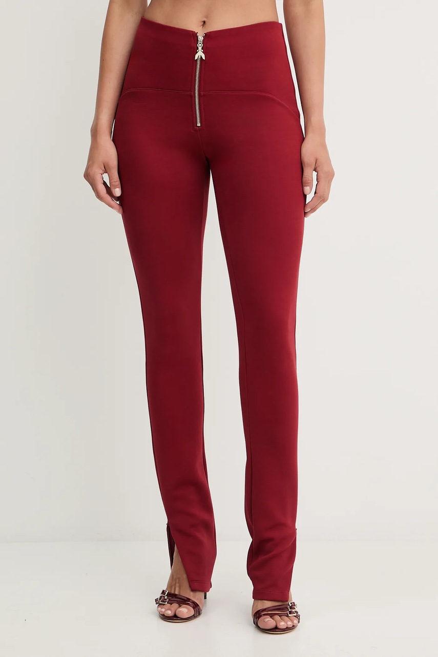 Levně Kalhoty Patrizia Pepe dámské, červená barva, přiléhavé, high waist, 8P0746 J305