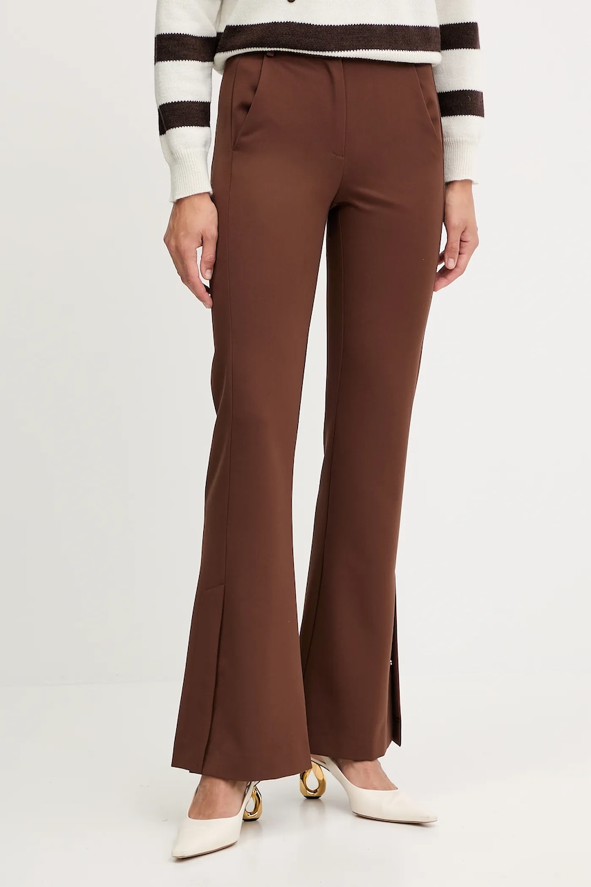 Levně Kalhoty Patrizia Pepe dámské, hnědá barva, široké, medium waist, 8P0754 A623
