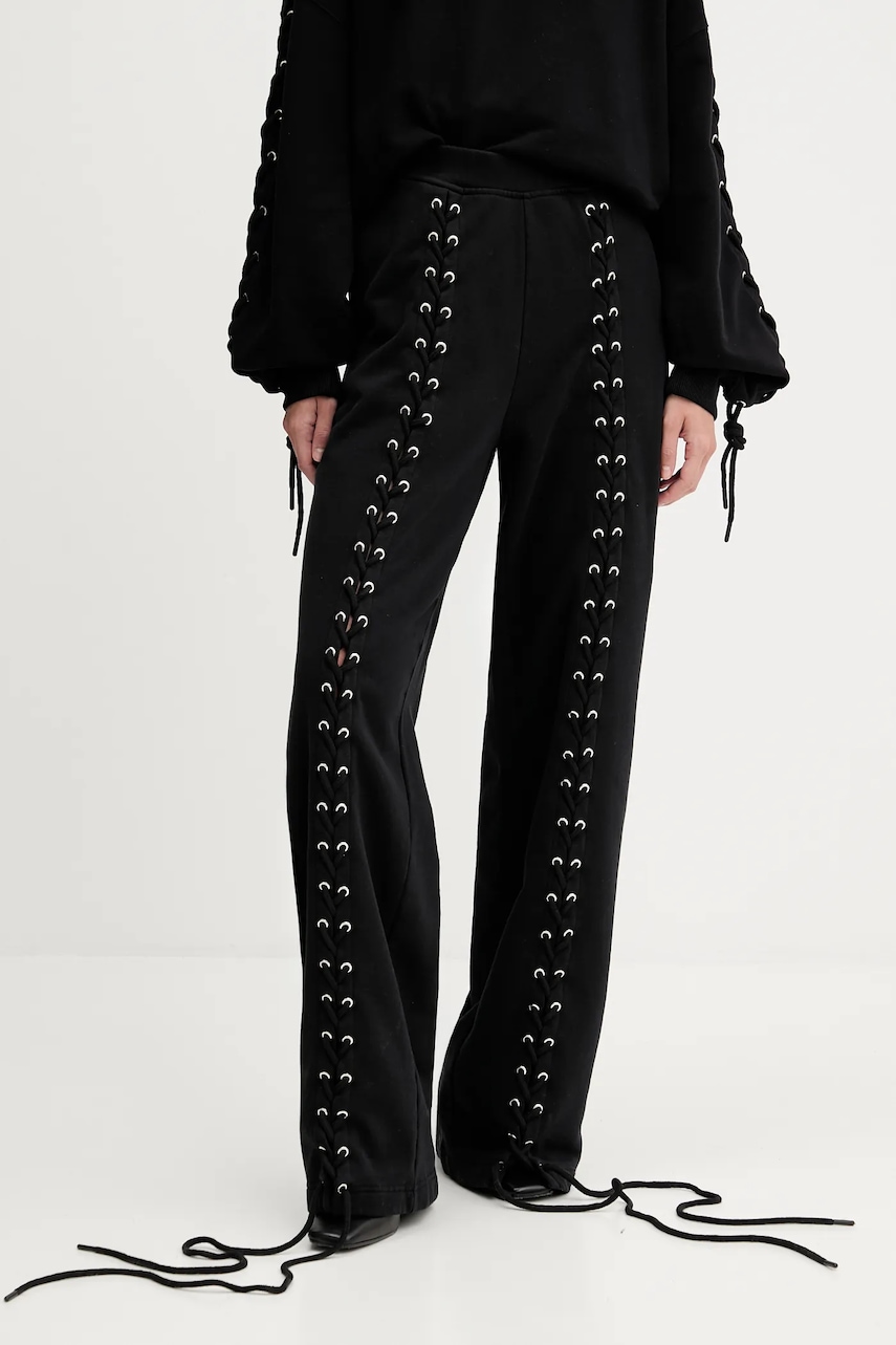 Rotate pantaloni de trening din bumbac culoarea negru, uni, 114389100