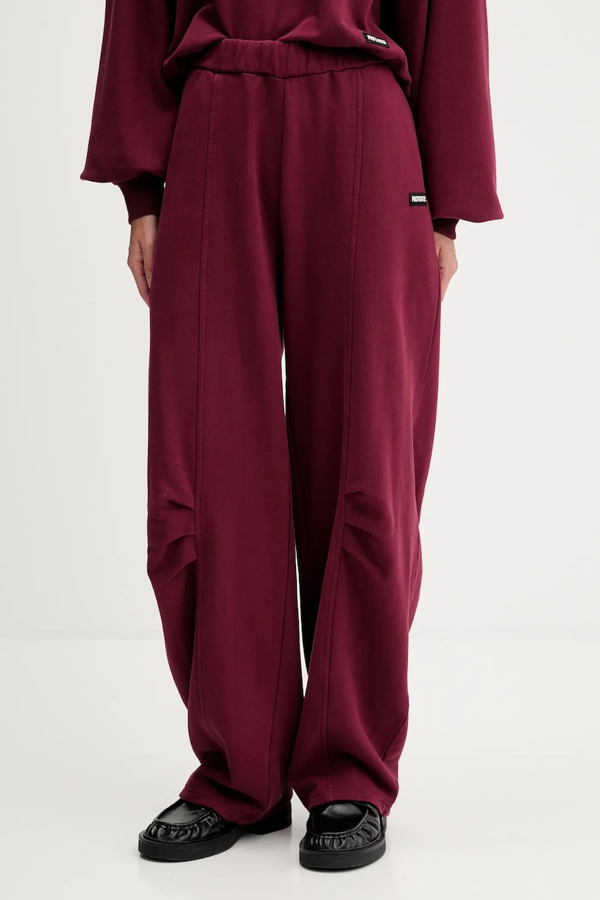 Rotate pantaloni de trening din bumbac culoarea bordo, uni, 1143882734
