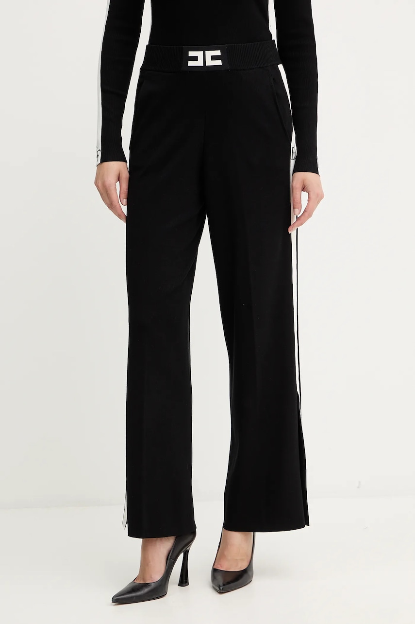 Elisabetta Franchi pantaloni de trening culoarea negru, cu imprimeu, KP69S56E2