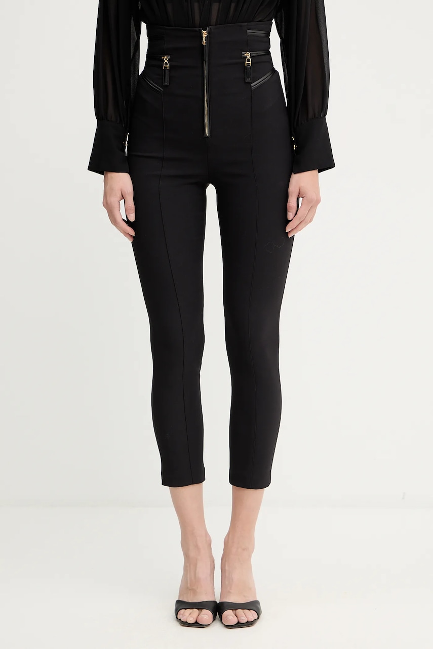 Elisabetta Franchi pantaloni culoarea negru, mulată, high waist, PA11956E2