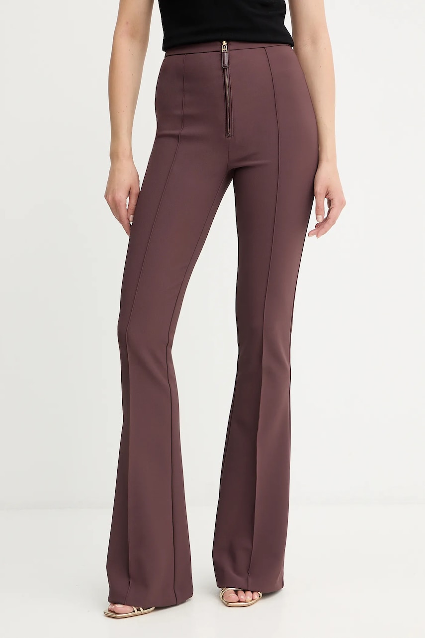 Elisabetta Franchi pantaloni culoarea bordo, evazați, high waist, PA12256E2