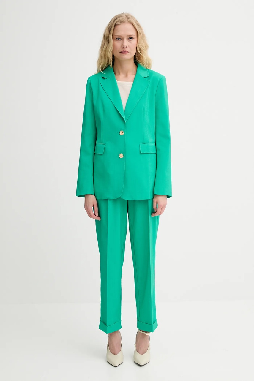 Брюки Morgan цвет зелёный chinos высокая посадка PAKOY