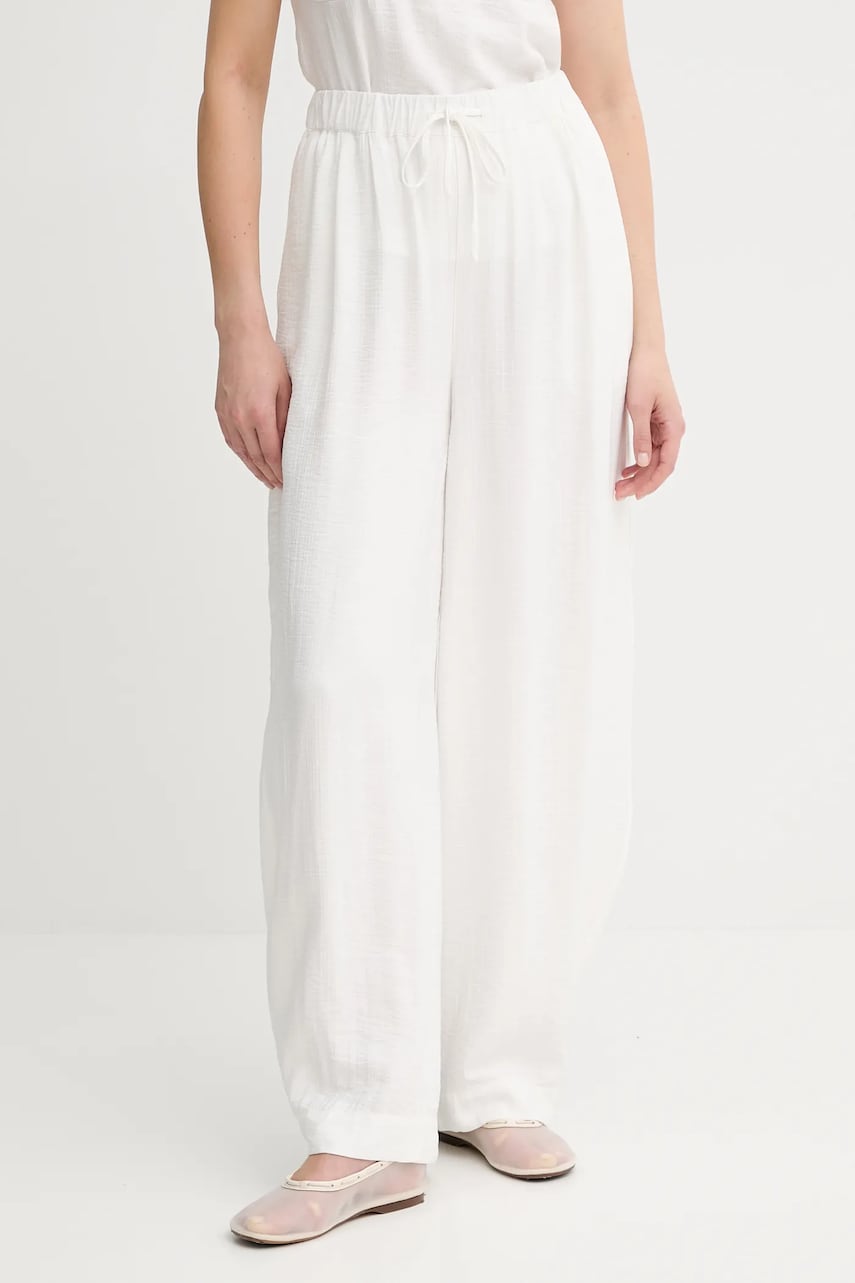 Gestuz pantaloni culoarea bej, lat, high waist, 10910440
